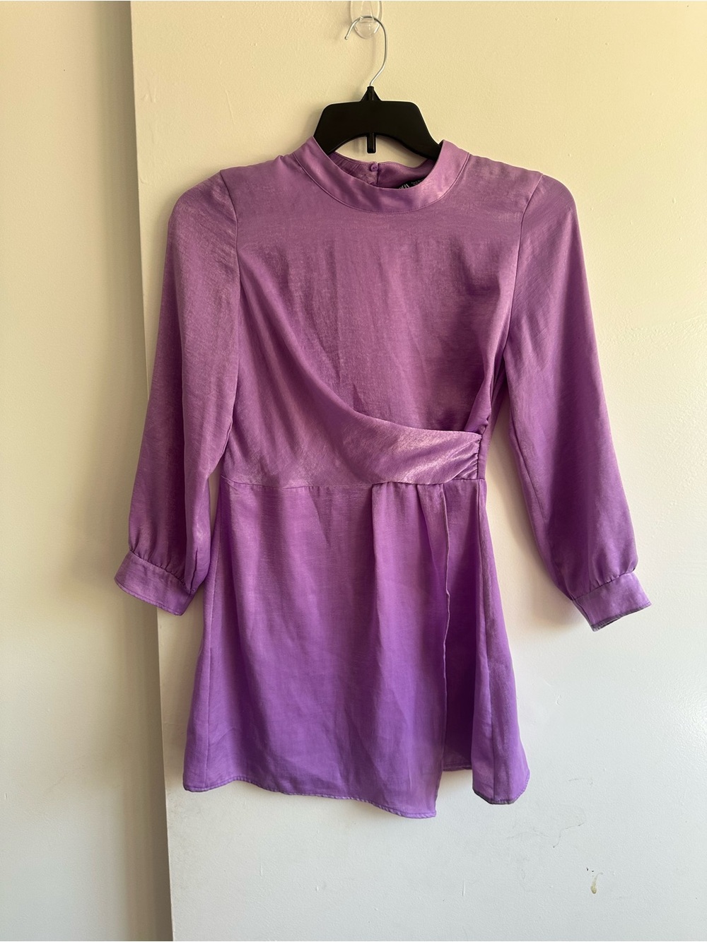 Zara Purple Long Sleeve Mini Dress - Picture 2 of 14